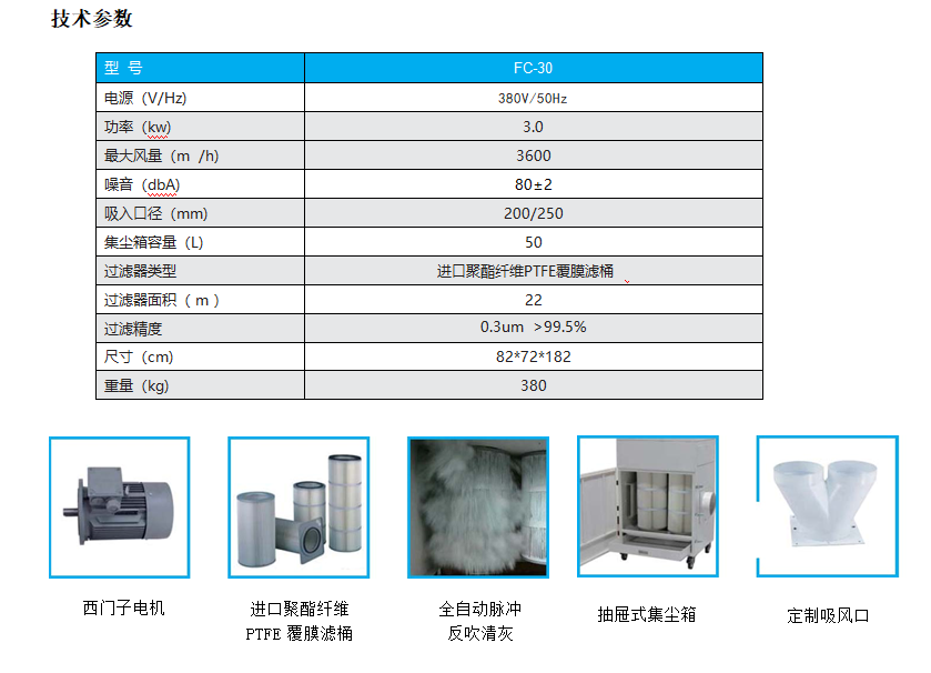 工业集尘器技术参数